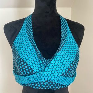 Women's two piece turquoise and black swimsuit, size L, Excellent Condition